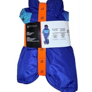 Spyder Kids 2 Piece Snowsuit Jacket Bib Pants Blue Size 2T NWT